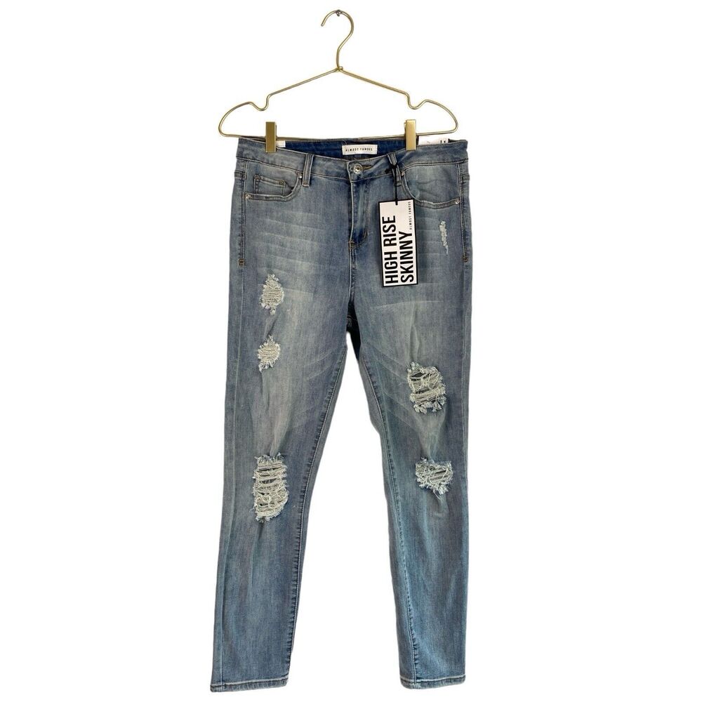 Almost Famous Juniors High Rise Skinny Jeans Button Fly Size 11 Women's WP613